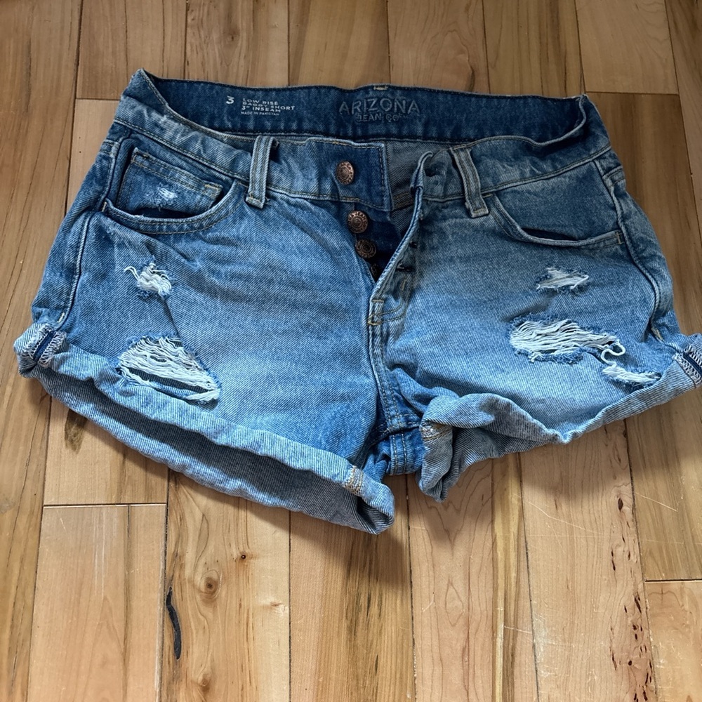Arizona Jean Company Women's Ripped Blue Denim Shorts